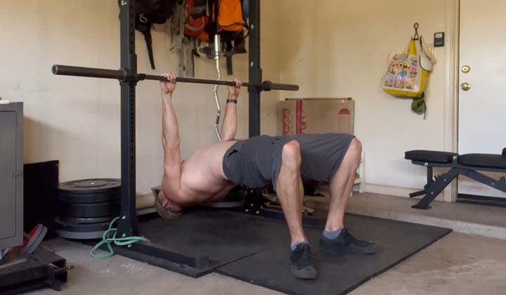 The author of Lunch Break Fitness in the start position of a modified inverted row.