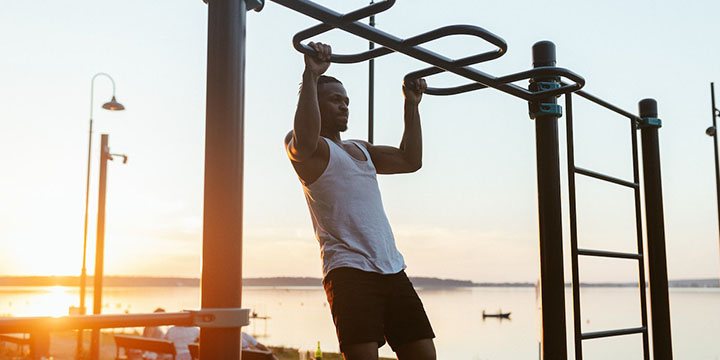 The slow, controlled eccentric phase of the negative pull-up exercise.